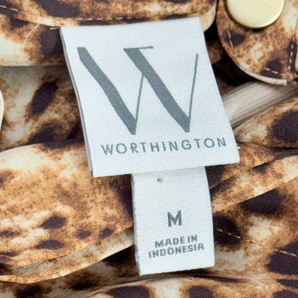 New leopard print sleeveless tank top Worthington flowy loose fit Blouse Sz M - Picture 10 of 11